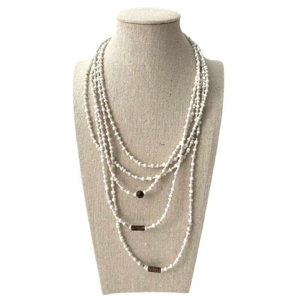 NEW White Beaded Layered Necklace